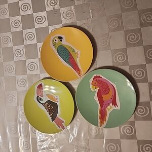 Colorful Bird Design Plates Set